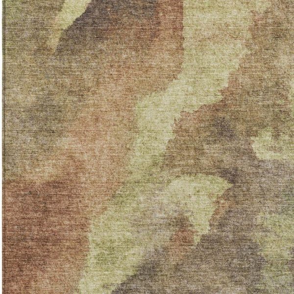 HomeRoots 5' Abstract Area Rug in Brown and Fern Green - Durable, Washable, Perfect for Indoor and Outdoor Use 8' X 10' 628100