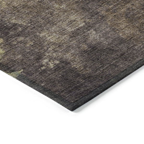 HomeRoots 5' Abstract Area Rug in Brown and Fern Green - Durable, Washable, Perfect for Indoor and Outdoor Use 9' X 12' 628101