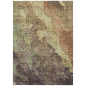 HomeRoots 5' Abstract Area Rug in Brown and Fern Green - Durable, Washable, Perfect for Indoor and Outdoor Use 10' X 14' 628102