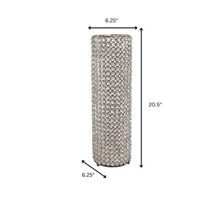 HomeRoots 21" Glamorous Clear Faux Crystal Table Vase with Silver Accents for Elegant Home Decor and Gifts Medium 628109