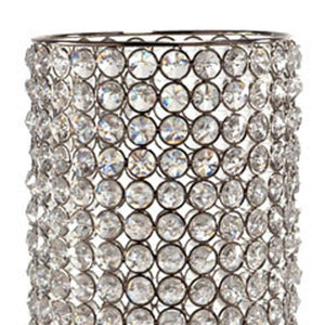 HomeRoots 21" Glamorous Clear Faux Crystal Table Vase with Silver Accents for Elegant Home Decor and Gifts Medium 628109
