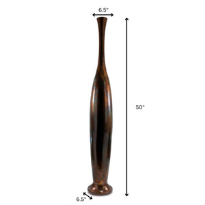 HomeRoots 50" Sculptural Burnished Brown Aluminum Floor Vase for Rustic Elegance in Any Living Space Large 628110