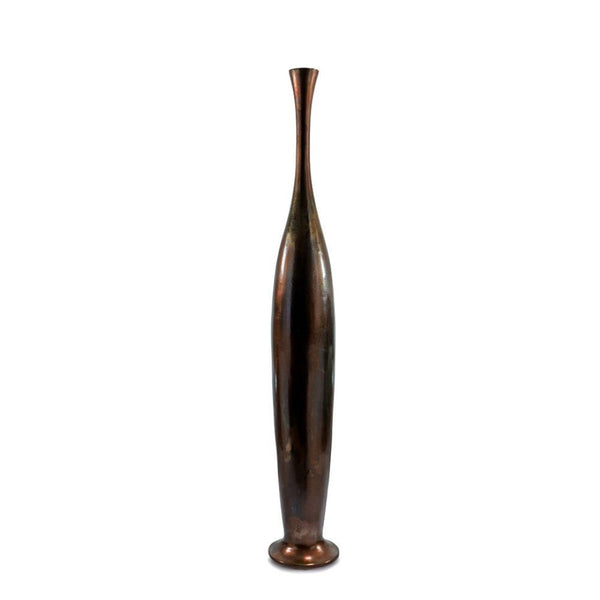 HomeRoots 50" Sculptural Burnished Brown Aluminum Floor Vase for Rustic Elegance in Any Living Space Small 628111