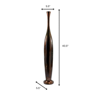 HomeRoots 50" Sculptural Burnished Brown Aluminum Floor Vase for Rustic Elegance in Any Living Space Small 628111