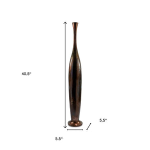 HomeRoots 50" Sculptural Burnished Brown Aluminum Floor Vase for Rustic Elegance in Any Living Space Small 628111