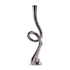 HomeRoots 39" Silver Trumpet Floor Vase – Elegant Aluminum Sculpture for Modern Home Décor & Gift Ideas 628112