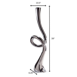 HomeRoots 39" Silver Trumpet Floor Vase – Elegant Aluminum Sculpture for Modern Home Décor & Gift Ideas 628112