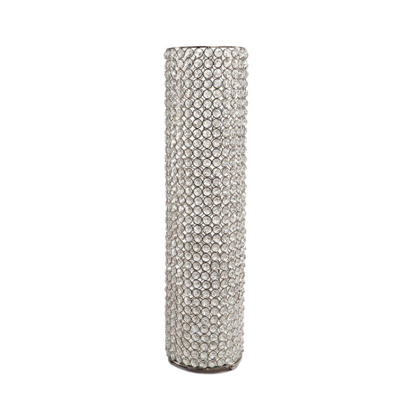 HomeRoots 21" Glamorous Clear Faux Crystal Table Vase with Silver Accents for Elegant Home Decor and Gifts Large 628113