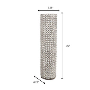 HomeRoots 21" Glamorous Clear Faux Crystal Table Vase with Silver Accents for Elegant Home Decor and Gifts Large 628113