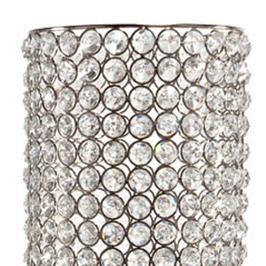HomeRoots 21" Glamorous Clear Faux Crystal Table Vase with Silver Accents for Elegant Home Decor and Gifts Large 628113