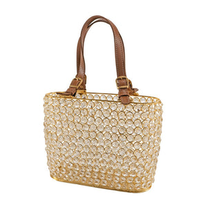 HomeRoots 11" Elegant Clear & Gold Crystal Metal Magazine Holder for Stylish Organization in Any Space 628133