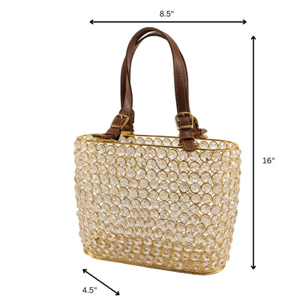 HomeRoots 11" Elegant Clear & Gold Crystal Metal Magazine Holder for Stylish Organization in Any Space 628133