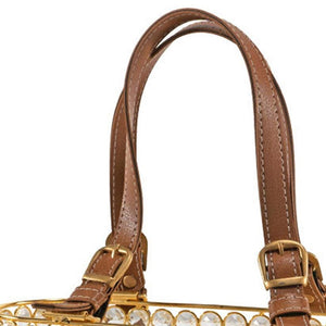 HomeRoots 11" Elegant Clear & Gold Crystal Metal Magazine Holder for Stylish Organization in Any Space 628133