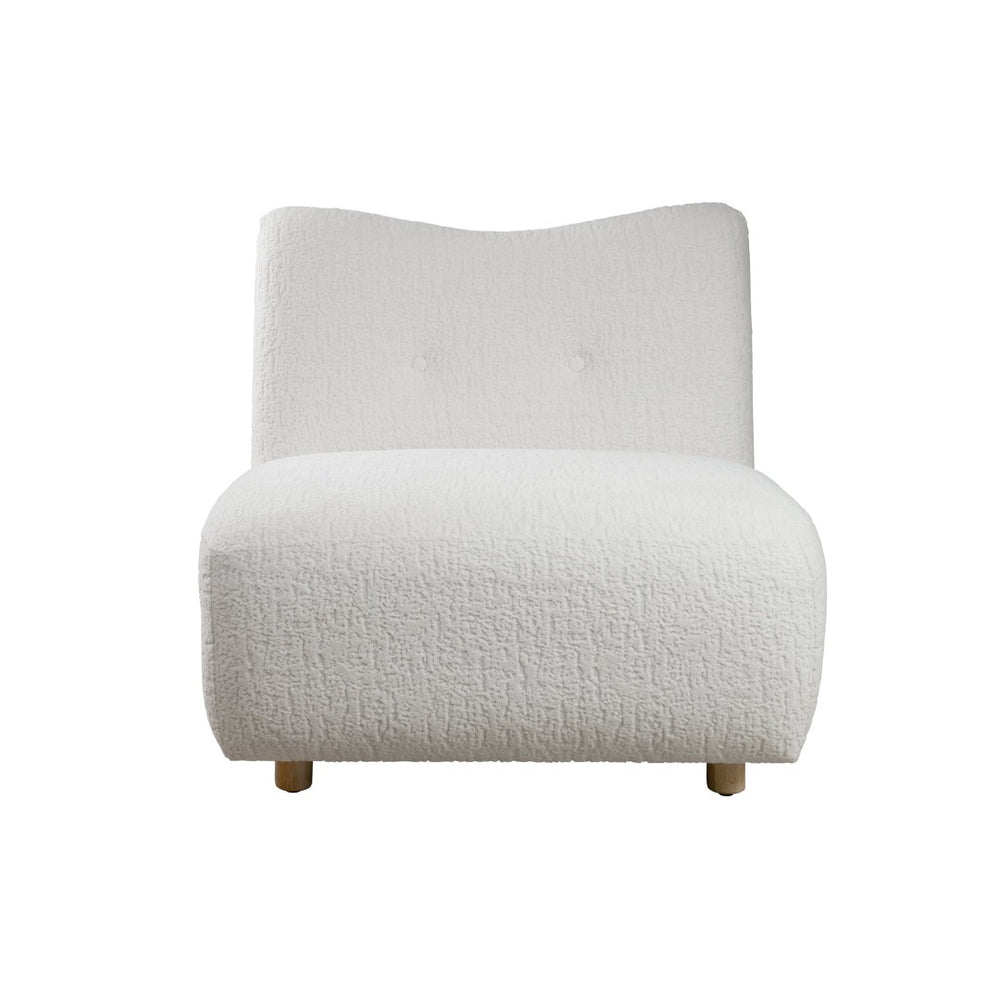HomeRoots 31" White and Natural Fabric Side Chair - Modern Comfort with Tufted Back for Stylish Interiors 628135