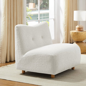 HomeRoots 31" White and Natural Fabric Side Chair - Modern Comfort with Tufted Back for Stylish Interiors 628135