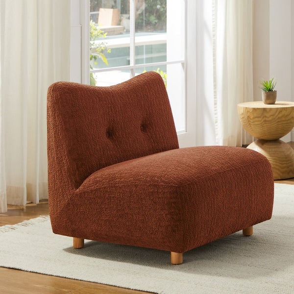 HomeRoots 31" Orange and Natural Fabric Side Chair - Contemporary Design, Plush Comfort for Living Spaces 628137