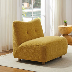 HomeRoots 31" Vibrant Yellow Fabric Side Chair with Natural Legs - Stylish Comfort for Any Space! 628138