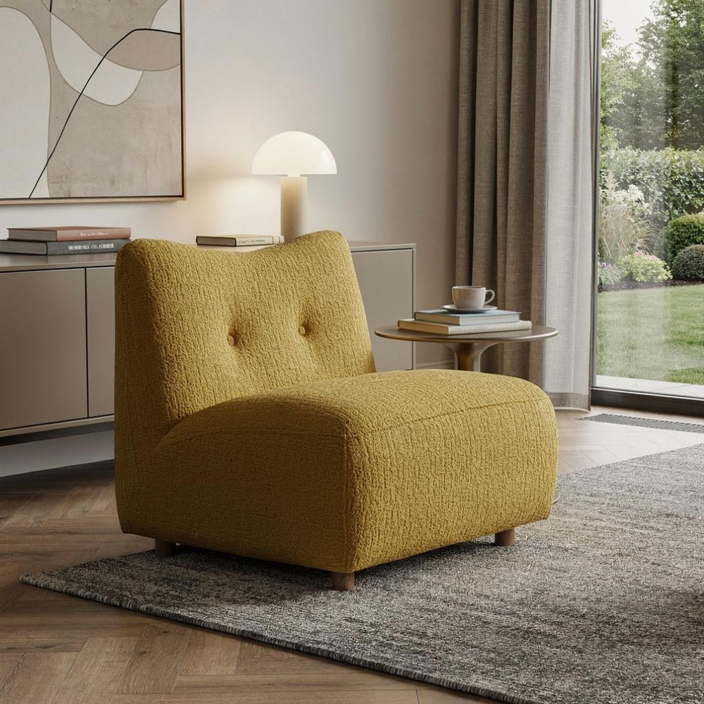 HomeRoots 31" Vibrant Yellow Fabric Side Chair with Natural Legs - Stylish Comfort for Any Space! 628138