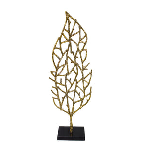 HomeRoots 26" Gold and Black Leaf Tabletop Sculpture - Handcrafted Elegance for Modern Decor & Unique Gifts 628150
