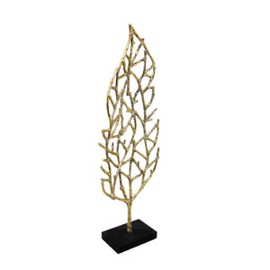 HomeRoots 26" Gold and Black Leaf Tabletop Sculpture - Handcrafted Elegance for Modern Decor & Unique Gifts 628150