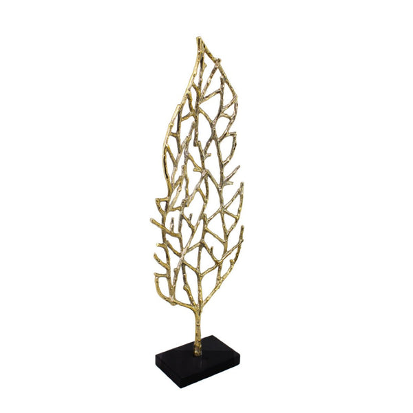 HomeRoots 26" Gold and Black Leaf Tabletop Sculpture - Handcrafted Elegance for Modern Decor & Unique Gifts 628150