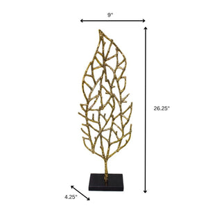 HomeRoots 26" Gold and Black Leaf Tabletop Sculpture - Handcrafted Elegance for Modern Decor & Unique Gifts 628150