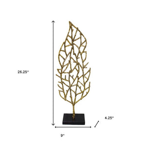 HomeRoots 26" Gold and Black Leaf Tabletop Sculpture - Handcrafted Elegance for Modern Decor & Unique Gifts 628150