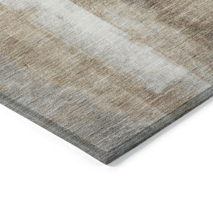 HomeRoots 5' Stylish Beige and Ivory Abstract Washable Area Rug for Indoor and Outdoor Spaces, Durable Design 9' X 12' 628156