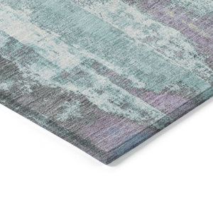 HomeRoots 5' Modern Teal Blue and Ivory Abstract Area Rug - Stylish, Washable, Indoor/Outdoor Durable Design 5' X 8' 628183
