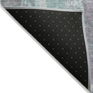 HomeRoots 5' Modern Teal Blue and Ivory Abstract Area Rug - Stylish, Washable, Indoor/Outdoor Durable Design 8' Round 628184