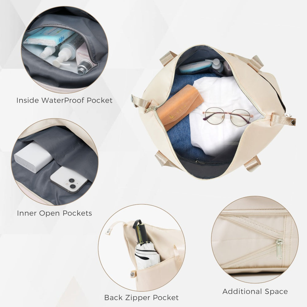 English Elm 4-piece Hardshell Luggage Set Abs Carry-on Checked Suitcase Tsa Lock Duffel Toiletry Ivory+Gold N726P439328R