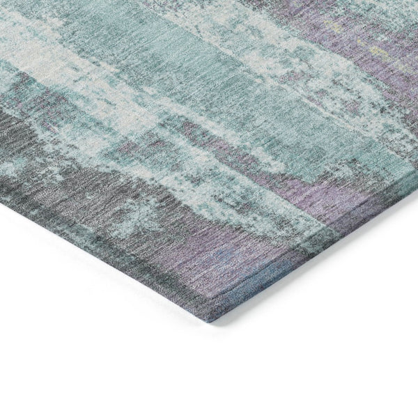 HomeRoots 5' Modern Teal Blue and Ivory Abstract Area Rug - Stylish, Washable, Indoor/Outdoor Durable Design 9' X 12' 628186