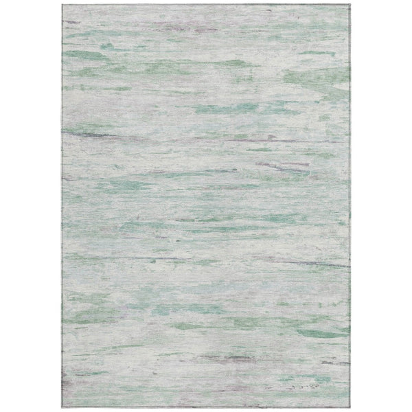 HomeRoots 5' Artichoke Green and Ivory Abstract Area Rug - Stylish, Washable Design for Indoor and Outdoor Use 5' X 8' 628189