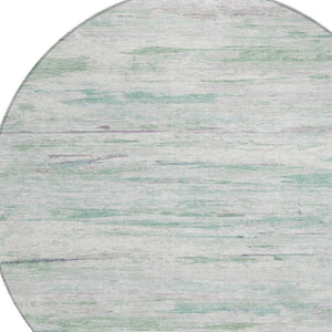 HomeRoots 5' Artichoke Green and Ivory Abstract Area Rug - Stylish, Washable Design for Indoor and Outdoor Use 8' Round 628190