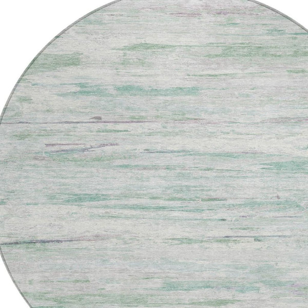 HomeRoots 5' Artichoke Green and Ivory Abstract Area Rug - Stylish, Washable Design for Indoor and Outdoor Use 8' Round 628190