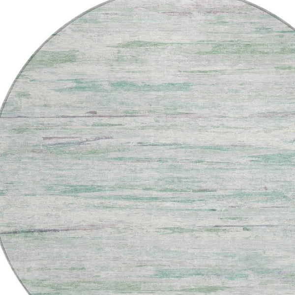 HomeRoots 5' Artichoke Green and Ivory Abstract Area Rug - Stylish, Washable Design for Indoor and Outdoor Use 8' Round 628190