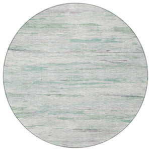 HomeRoots 5' Artichoke Green and Ivory Abstract Area Rug - Stylish, Washable Design for Indoor and Outdoor Use 8' Round 628190