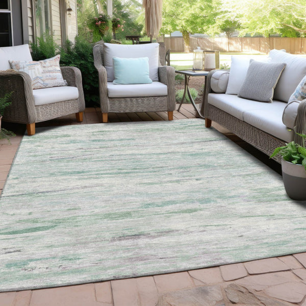HomeRoots 5' Artichoke Green and Ivory Abstract Area Rug - Stylish, Washable Design for Indoor and Outdoor Use 9' X 12' 628192