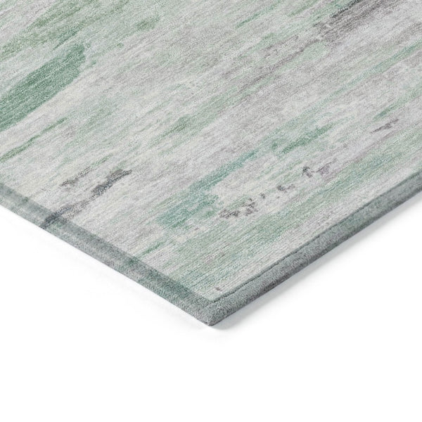 HomeRoots 5' Artichoke Green and Ivory Abstract Area Rug - Stylish, Washable Design for Indoor and Outdoor Use 9' X 12' 628192