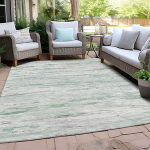 HomeRoots 5' Artichoke Green and Ivory Abstract Area Rug - Stylish, Washable Design for Indoor and Outdoor Use 10' X 14' 628193