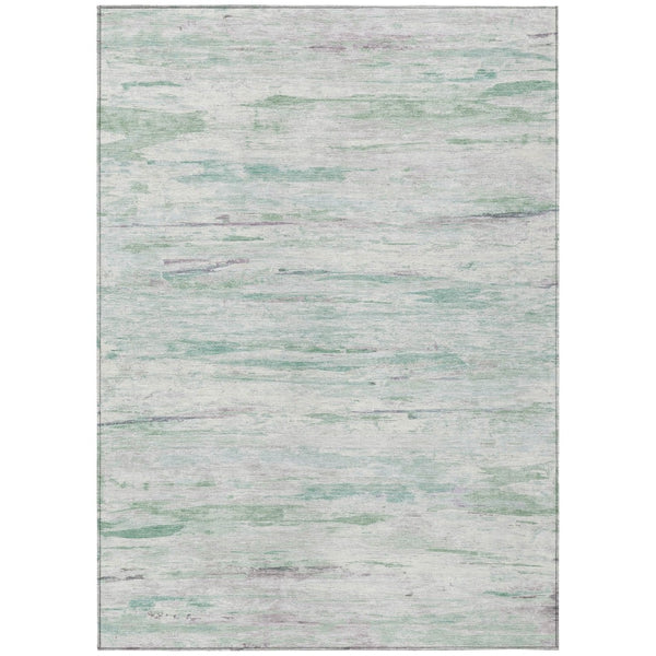 HomeRoots 5' Artichoke Green and Ivory Abstract Area Rug - Stylish, Washable Design for Indoor and Outdoor Use 10' X 14' 628193