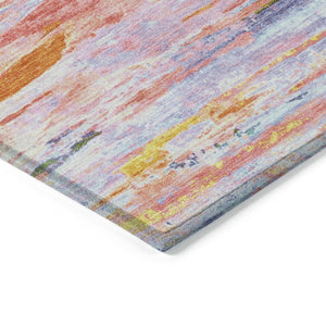 HomeRoots 5' Vibrant Coral and Yellow Abstract Indoor Outdoor Area Rug – Stain-Resistant, Machine Washable Design 8' X 10' 628203