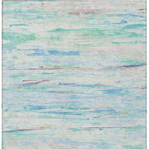 HomeRoots 5' Teal Blue and Ivory Abstract Indoor Outdoor Area Rug - Stylish, Washable, and Durable for Any Space 5' X 8' 628219