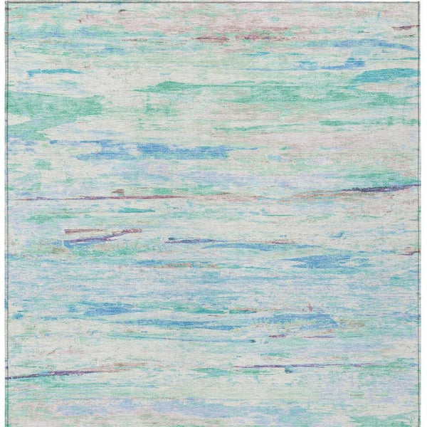 HomeRoots 5' Teal Blue and Ivory Abstract Indoor Outdoor Area Rug - Stylish, Washable, and Durable for Any Space 9' X 12' 628222