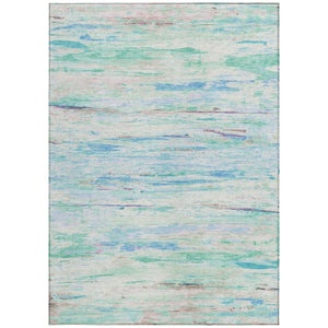 HomeRoots 5' Teal Blue and Ivory Abstract Indoor Outdoor Area Rug - Stylish, Washable, and Durable for Any Space 10' X 14' 628223