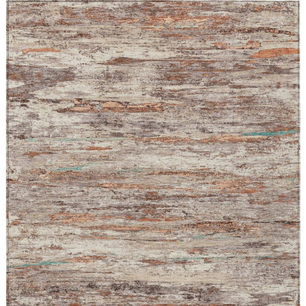 HomeRoots 5' Terra Cotta and Beige Abstract Washable Area Rug – Stylish, Durable, Perfect for Indoor/Outdoor Use 5' X 8' 628225