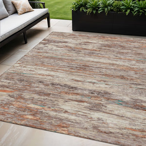 HomeRoots 5' Terra Cotta and Beige Abstract Washable Area Rug – Stylish, Durable, Perfect for Indoor/Outdoor Use 5' X 8' 628225