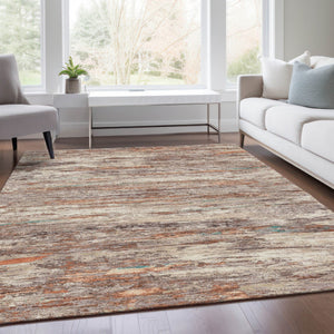 HomeRoots 5' Terra Cotta and Beige Abstract Washable Area Rug – Stylish, Durable, Perfect for Indoor/Outdoor Use 5' X 8' 628225