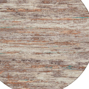 HomeRoots 5' Terra Cotta and Beige Abstract Washable Area Rug – Stylish, Durable, Perfect for Indoor/Outdoor Use 8' Round 628226