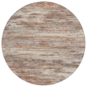 HomeRoots 5' Terra Cotta and Beige Abstract Washable Area Rug – Stylish, Durable, Perfect for Indoor/Outdoor Use 8' Round 628226